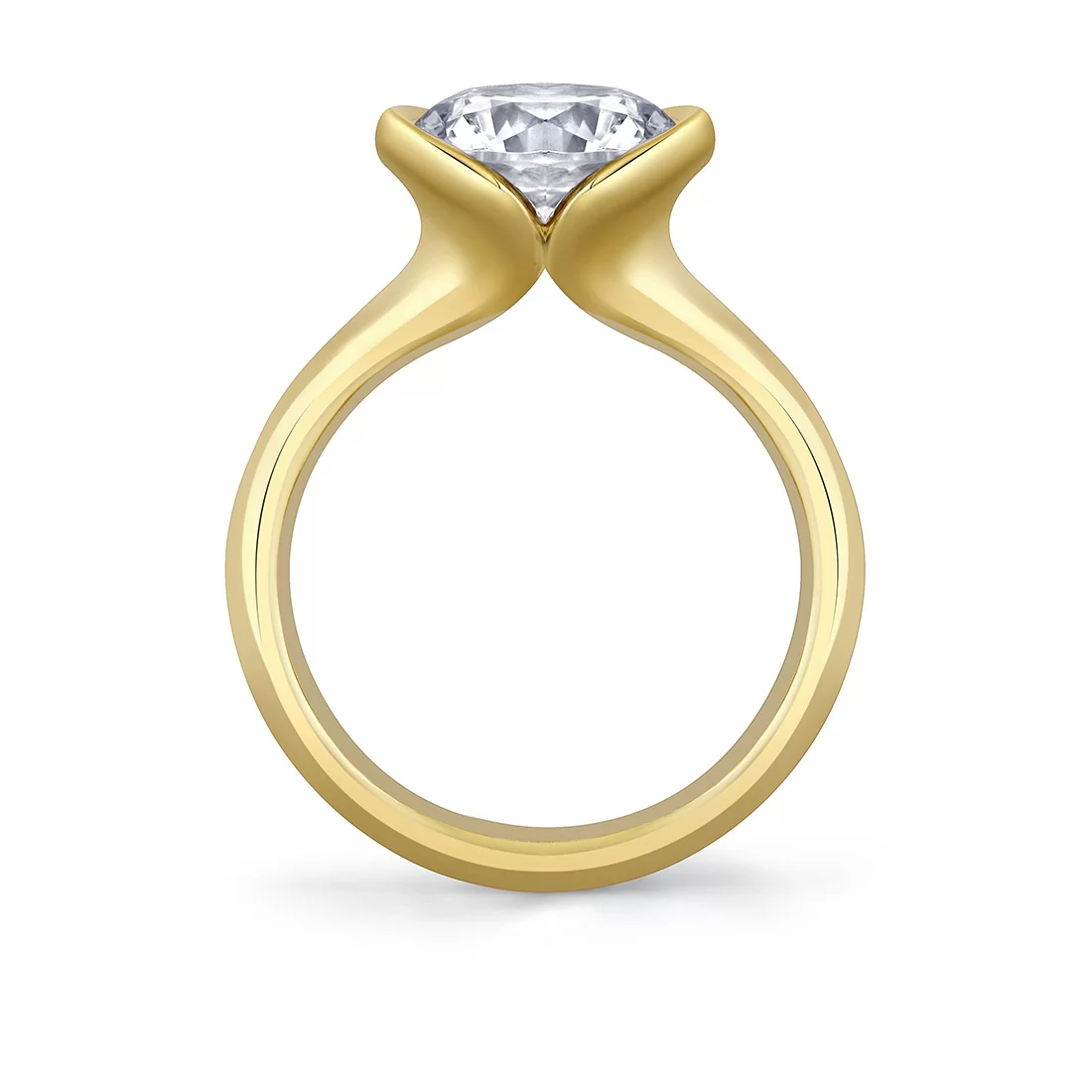 Yellow Gold Shell Auranova Solitaire Engagement Ring - Liora