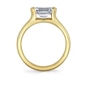 Yellow Gold Shell Auranova East to West Half Bezel Solitaire Engagement Ring - Hollyn