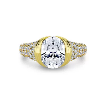 Yellow Gold Shell Auranova Shell Tip Cascade Half Bezel Pavé Engagement Ring - Indya