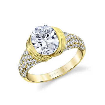 Yellow Gold Shell Auranova Shell Tip Cascade Half Bezel Pavé Engagement Ring - Indya