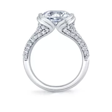 White Gold Shell Auranova Shell Tip Cascade Half Bezel Pavé Engagement Ring - Tova
