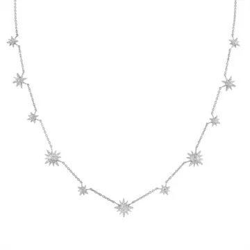 Yellow Gold Solaz Sun Bursts Diamond Choker Necklace