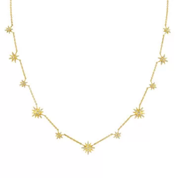 Yellow Gold Solaz Sun Bursts Diamond Choker Necklace