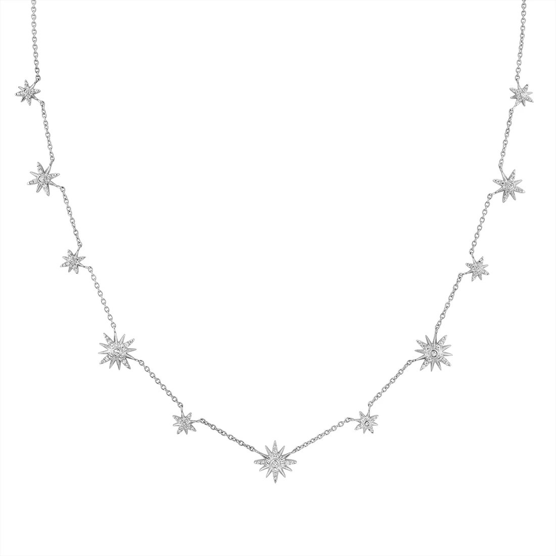 Yellow Gold Solaz Sun Bursts Diamond Choker Necklace