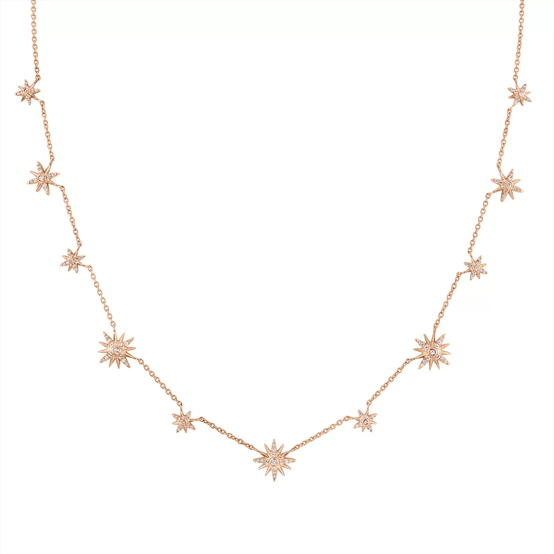 Yellow Gold Solaz Sun Bursts Diamond Choker Necklace
