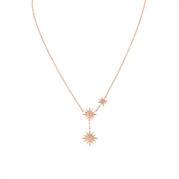 Yellow Gold Solaz Spaced Diamond Sun Bursts Necklace