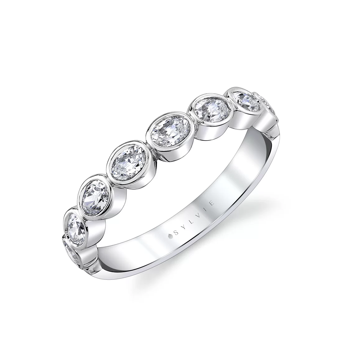 White Gold Oval Shaped Bezel Wedding Ring