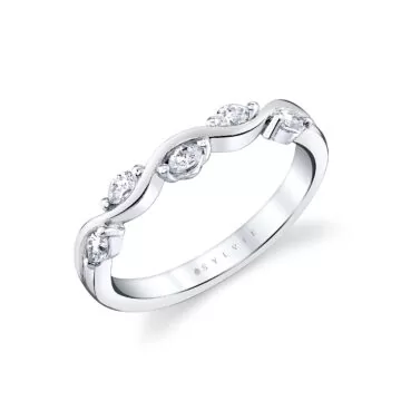 White Gold/Yellow Gold Tulira Marquise Diamond Leaf Wedding Ring
