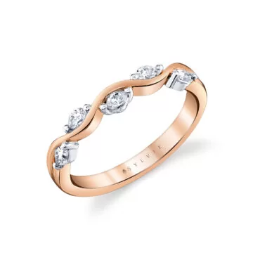 White Gold/Yellow Gold Tulira Marquise Diamond Leaf Wedding Ring