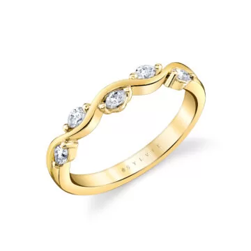White Gold/Yellow Gold Tulira Marquise Diamond Leaf Wedding Ring