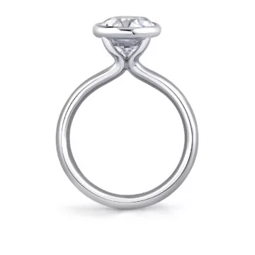 White Gold Oval Cut Bezel Solitaire Engagement Ring - Mavis