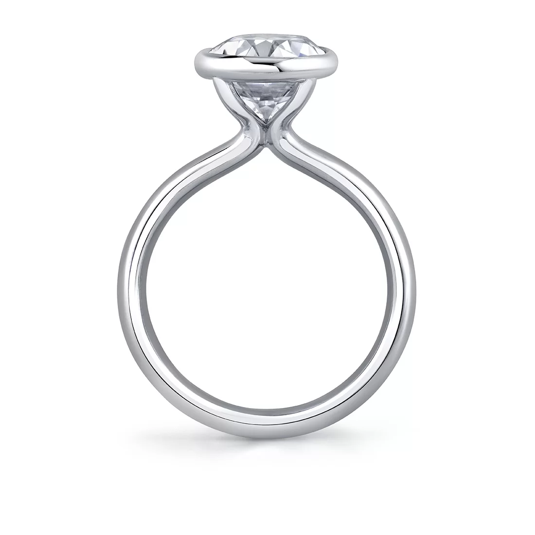 White Gold Oval Cut Bezel Solitaire Engagement Ring - Mavis