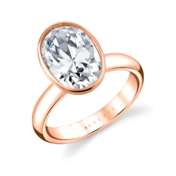 White Gold Oval Cut Bezel Solitaire Engagement Ring - Mavis