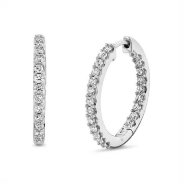 White Gold Shell Héritage Diamond Hoop Earrings