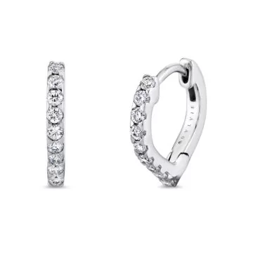 White Gold Shell Héritage Diamond Hoop Earrings