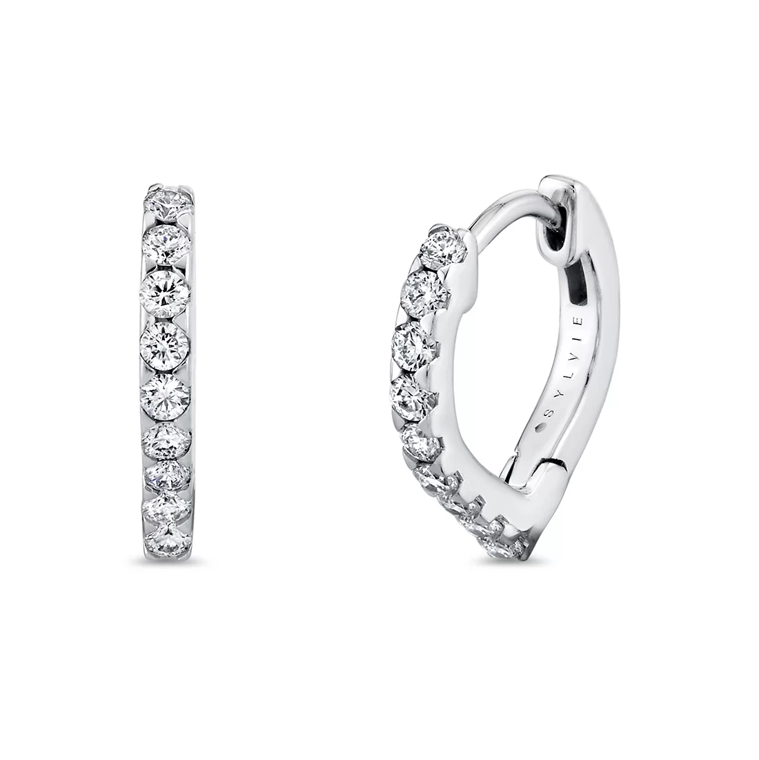 White Gold Shell Héritage Diamond Hoop Earrings