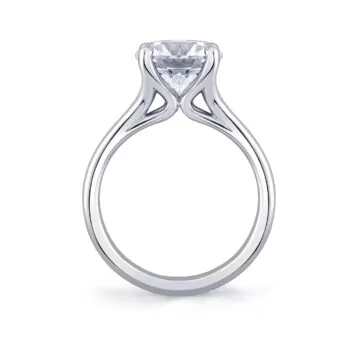 White Gold Round Cut Double Band Solitaire Engagement Ring - Remi