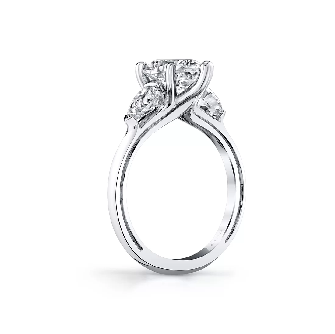 White Gold Iconelle Pear Three Stone Engagement Ring - Nahla