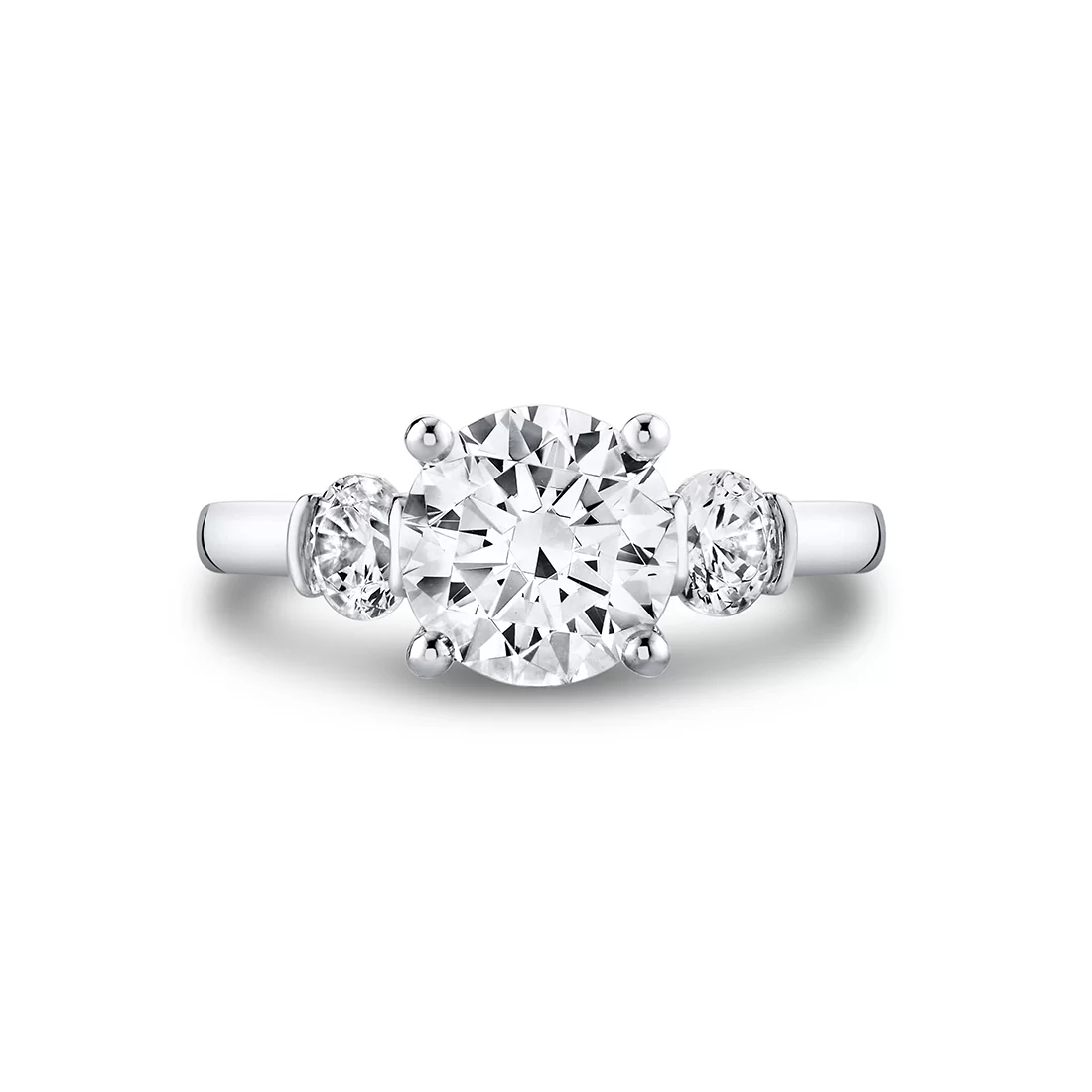 White Gold Iconelle Round Three Stone Engagement Ring - Verity