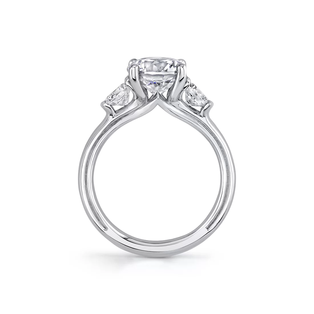 White Gold Iconelle Round Three Stone Engagement Ring - Verity