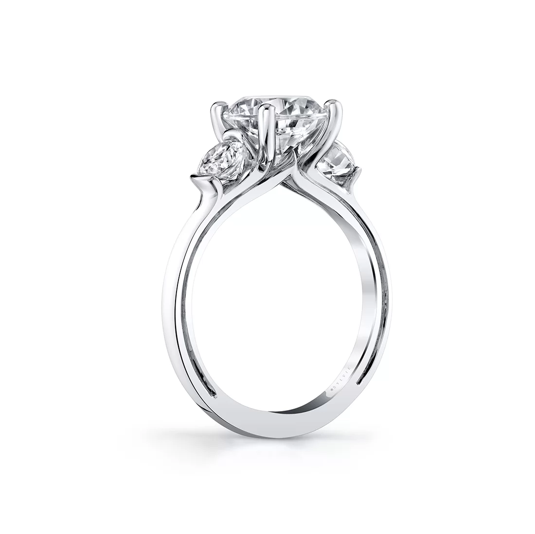 White Gold Iconelle Round Three Stone Engagement Ring - Verity