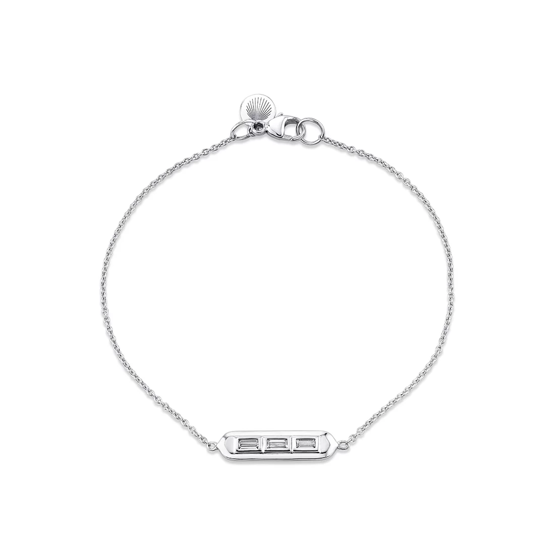 White Gold Shell Tip Bezel Baguette Diamond Bracelet