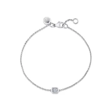 Yellow Gold East West Emerald Bezel Diamond Bracelet