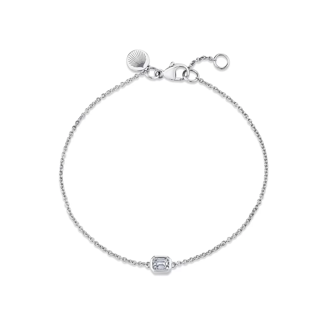 Yellow Gold East West Emerald Bezel Diamond Bracelet