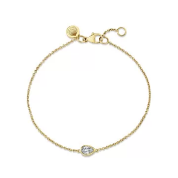Yellow Gold Shell Pear Bezel Diamond Bracelet