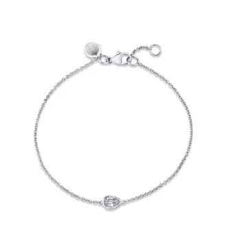 Yellow Gold Shell Pear Bezel Diamond Bracelet