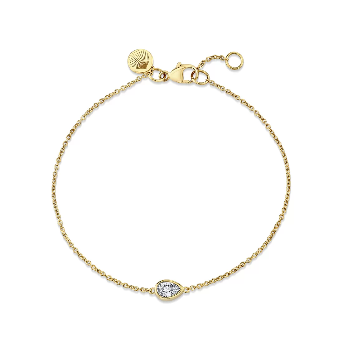 Yellow Gold Shell Pear Bezel Diamond Bracelet