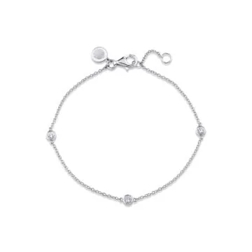 Yellow Gold Round Bezel Diamond Trio Bracelet