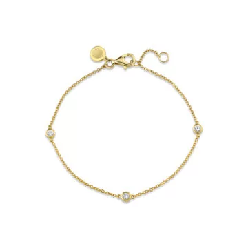 Yellow Gold Round Bezel Diamond Trio Bracelet