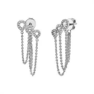 Yellow Gold Diamond Shell Trio Chain Earrings