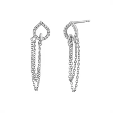 Yellow Gold Diamond Shell Chain Earrings