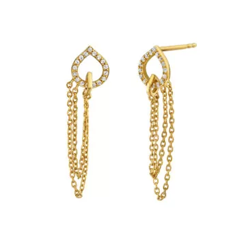 Yellow Gold Diamond Shell Chain Earrings