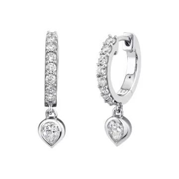 Yellow Gold Shell Bezel Diamond Dangle Earrings