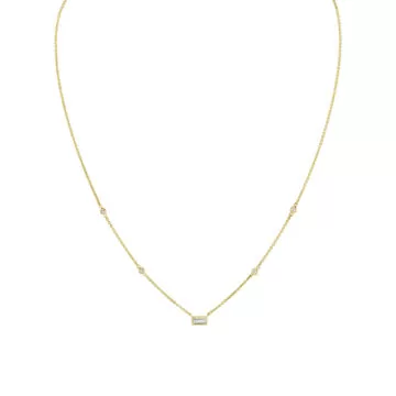 Yellow Gold Bezel Baguette Diamond Necklace