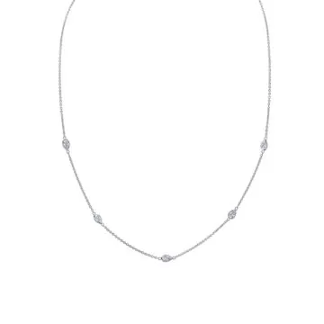 Yellow Gold Bezel Pear Diamonds Necklace