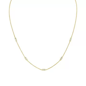 Yellow Gold Bezel Baguette Diamonds Necklace