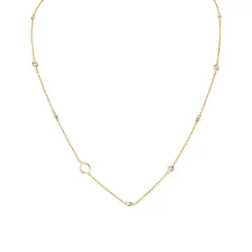 Yellow Gold Shell Charms and Bezel Diamonds Necklace