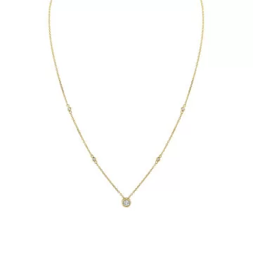 Yellow Gold Bezel Diamond Necklace