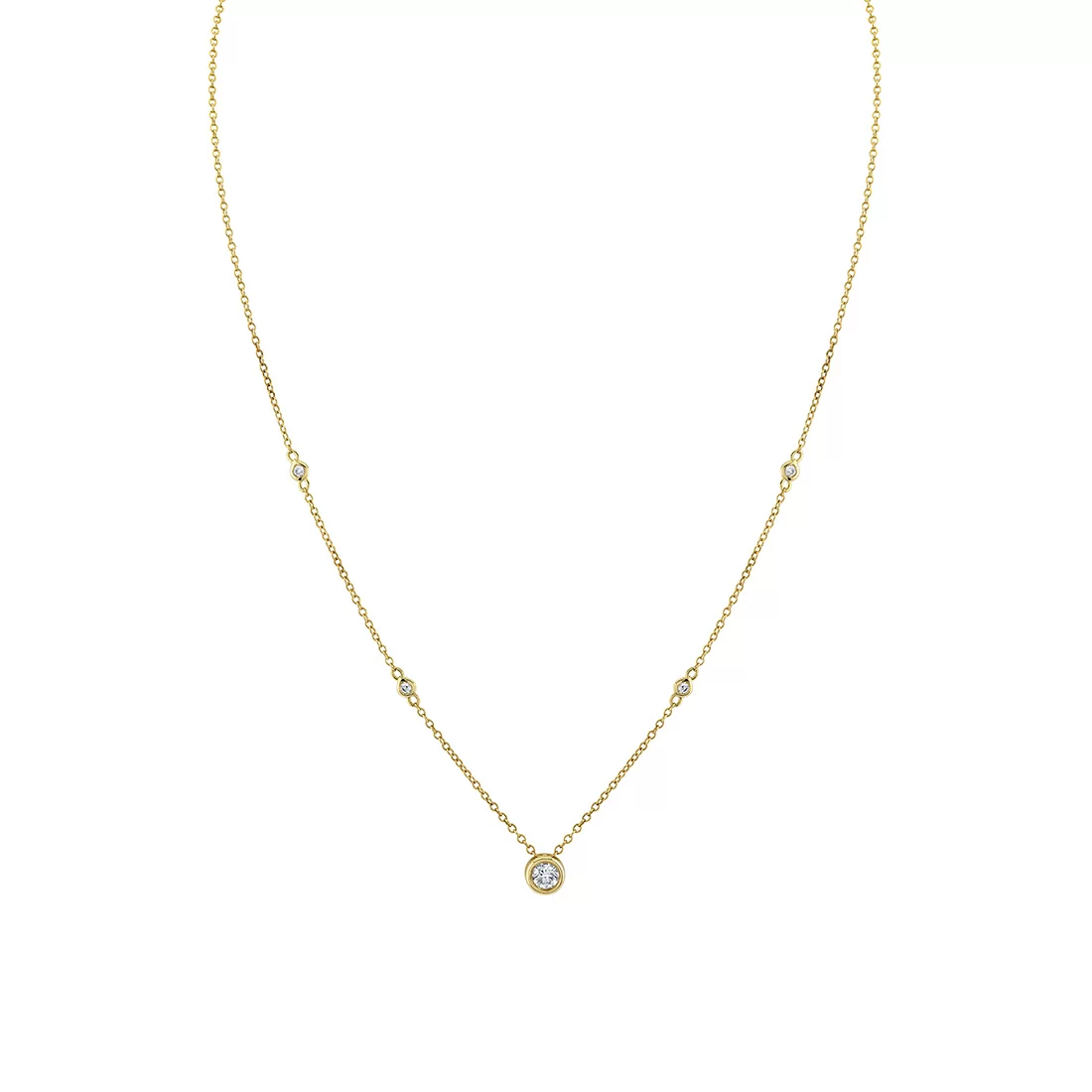 Yellow Gold Bezel Diamond Necklace