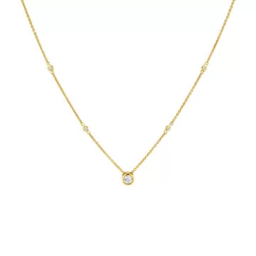 Yellow Gold Bezel Diamond Necklace