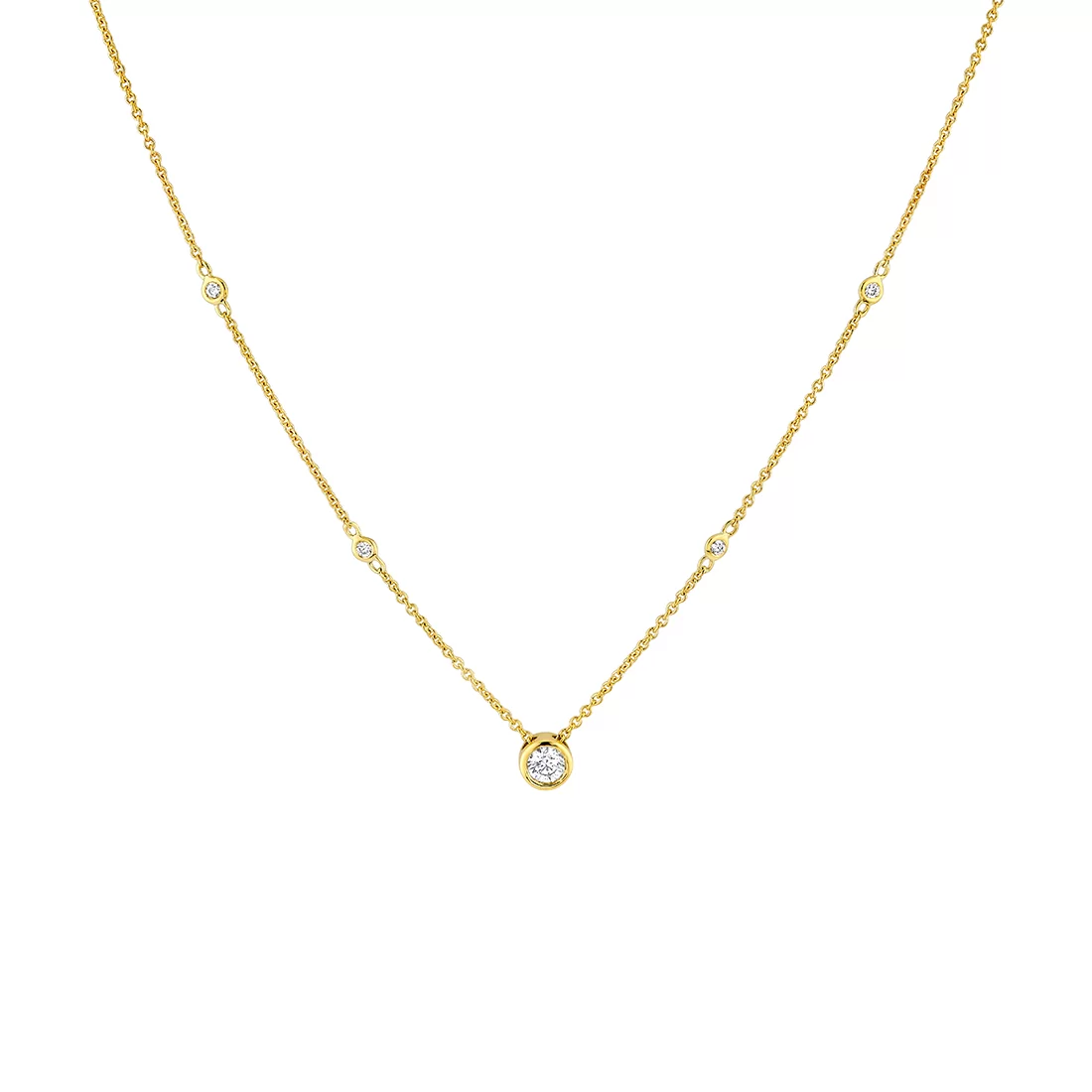 Yellow Gold Bezel Diamond Necklace