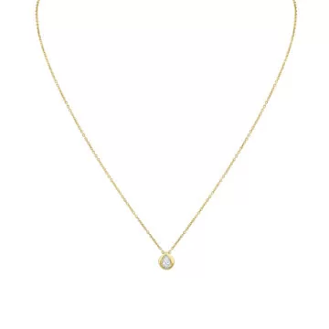 Yellow Gold Shell Bezel Pear Diamond Necklace
