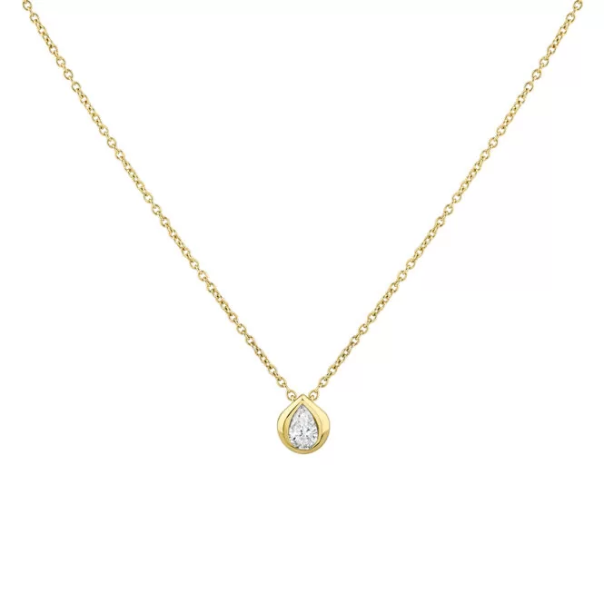 yellow gold pear diamond necklace crop