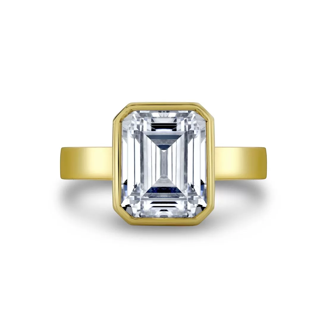 Yellow Gold Auravie Bezel Solitaire Hidden Halo Engagement Ring - Jean