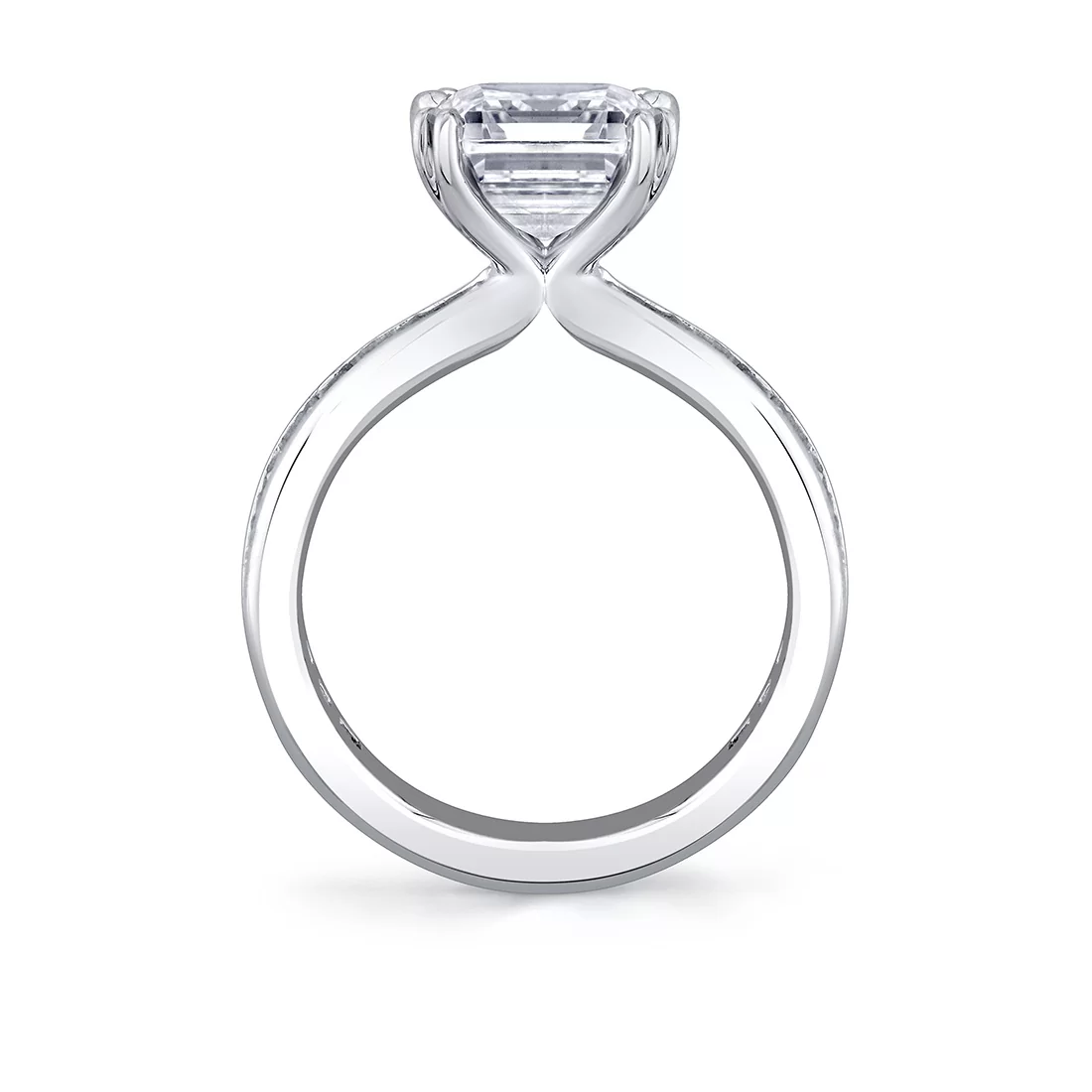 White Gold Auravie Channel Set Baguette Engagement Ring - Amren