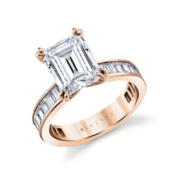White Gold Auravie Channel Set Baguette Engagement Ring - Amren
